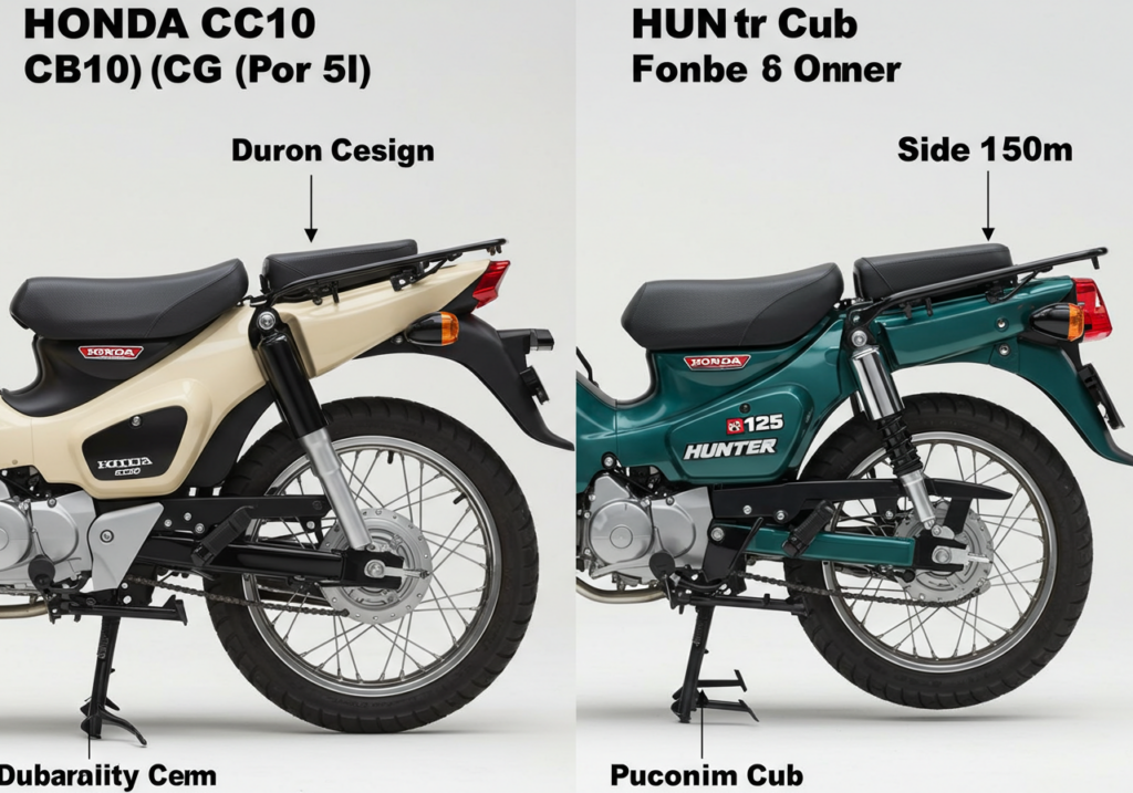 クロスカブ（CC110）とハンターカブ（CT125）のサイドカバー比較のイメージ画像